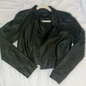 Glassons Crop Faux Black Leather Jacket